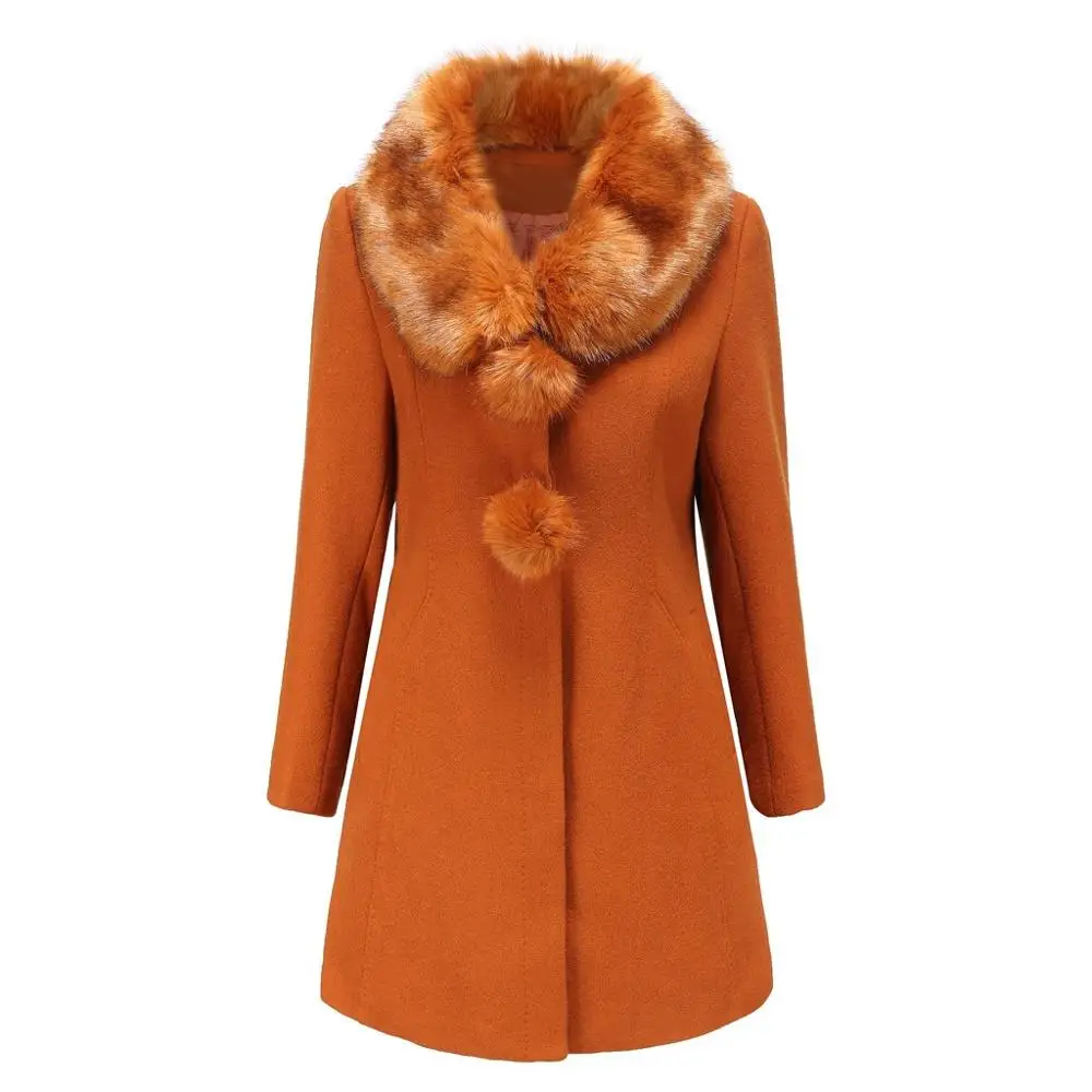 Кашемировое шерстяное Женское пальто зимнее винтажное теплое однотонное