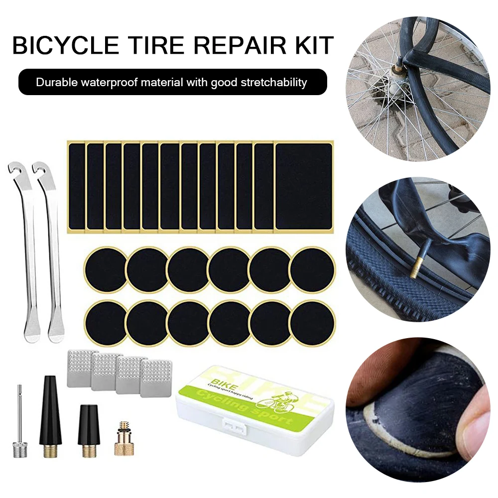 Bicycle Tire Repair Kit Bikes Repair Multi Tool Cycling Repair Rubber Patch with Self-adhesive Tire Patch Valve Adapter Metal
Bicycle Tire Repair Kit Bikes Repair Multi Tool Cycling Repair Rubber Patch with Self-adhesive Tire Patch Valve Adapter Metal
