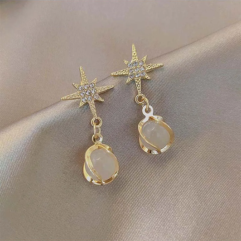 925 Silver Needle New Opal Earrings Long Rhinestone Star Ear Studs for Women 
925 Silver Needle New Opal Earrings Long Rhinestone Star Ear Studs for Women