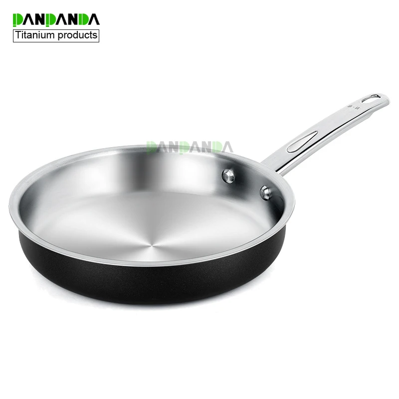 PANPANDA Pure titanium frying pan physical titanium uncoated low oil smoke less three-layer composite steak pan Fried eggs
PANPANDA Pure titanium frying pan physical titanium uncoated low oil smoke less three-layer composite steak pan Fried eggs
