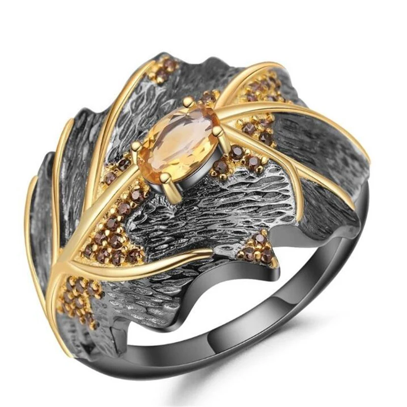 Hot Selling Retro Oval Crystal Wedding Rings For Women Men Elegant Lady Black Gold Leaves Ring Female Jewelry Accessories
Hot Selling Retro Oval Crystal Wedding Rings For Women Men Elegant Lady Black Gold Leaves Ring Female Jewelry Accessories