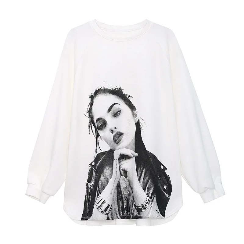 European goods printed hoodie women 2021 new autumn loose show thin clothes slit design long sleeve T-shirt wholesale
European goods printed hoodie women 2021 new autumn loose show thin clothes slit design long sleeve T-shirt wholesale