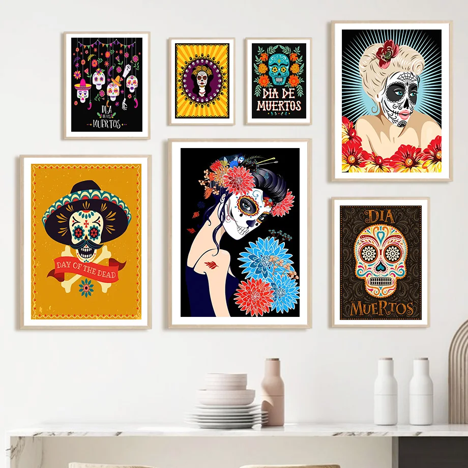 Horror Gothic Skull Mexican Day Of The Dead Wall Art Canvas Painting Nordic Poster And Prints Wall Picture For Living Room Decor
Horror Gothic Skull Mexican Day Of The Dead Wall Art Canvas Painting Nordic Poster And Prints Wall Picture For Living Room Decor