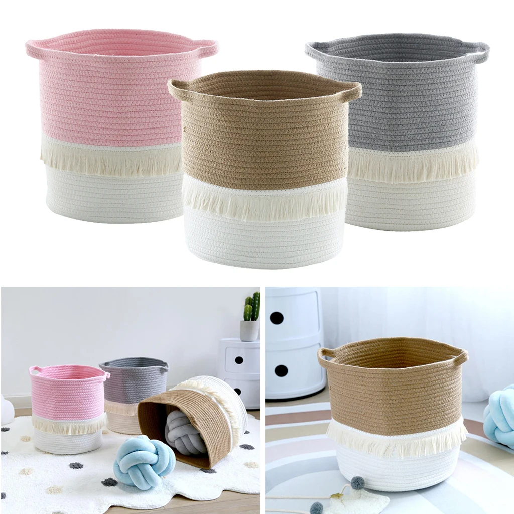 Cotton Rope Basket w/ Handles For Laundry, Storage, Toys, Clothes, Blankets
Cotton Rope Basket w/ Handles For Laundry, Storage, Toys, Clothes, Blankets