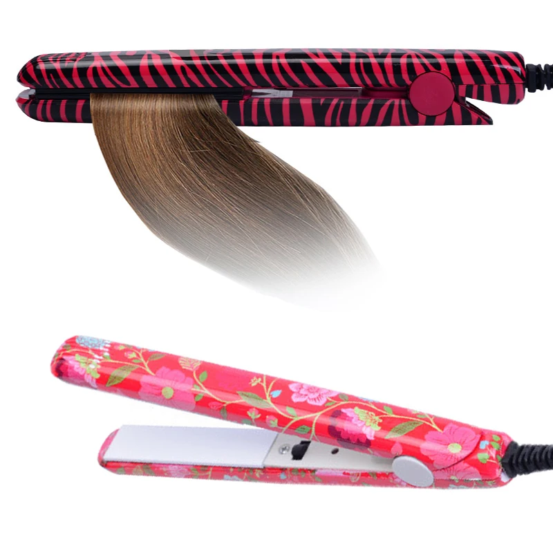 Electronic Hair Iron Hairstyling Portable Ceramic Flat Straightener Irons Styling Tools Zebra Red EU Plug |