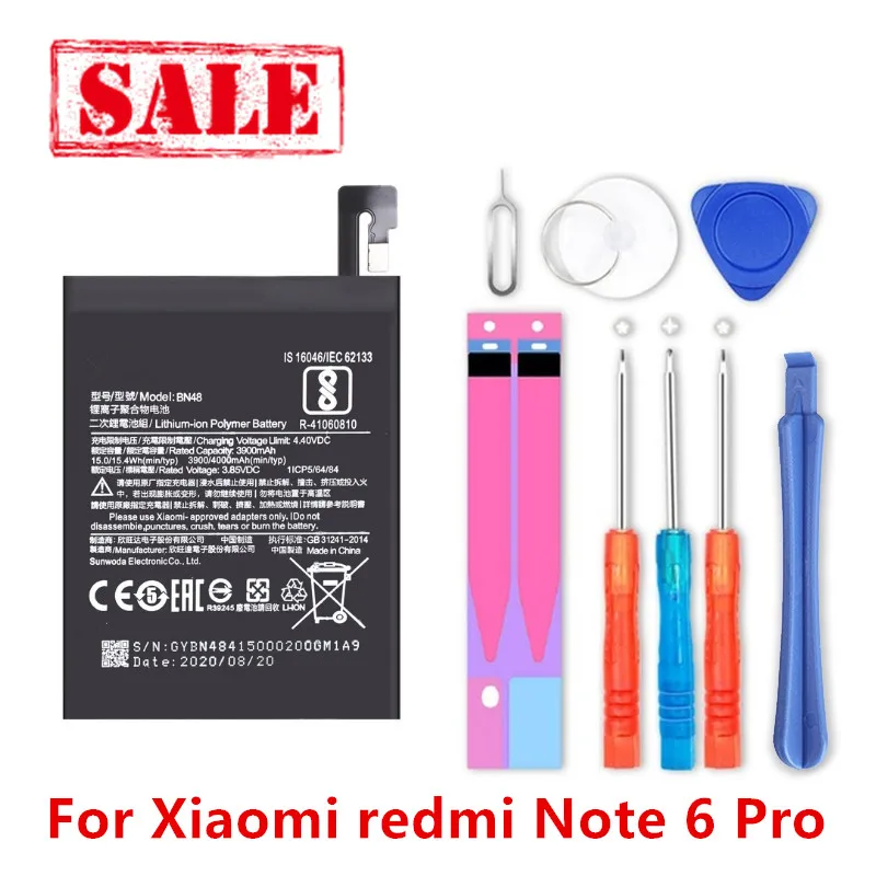 Аккумулятор BN48 мобильный телефон для Xiaomi Redmi Note 6 pro, литий-ионный аккумулятор 4000 мА · ч с инструментами 
Аккумулятор BN48 мобильный телефон для Xiaomi Redmi Note 6 pro, литий-ионный аккумулятор 4000 мА · ч с инструментами