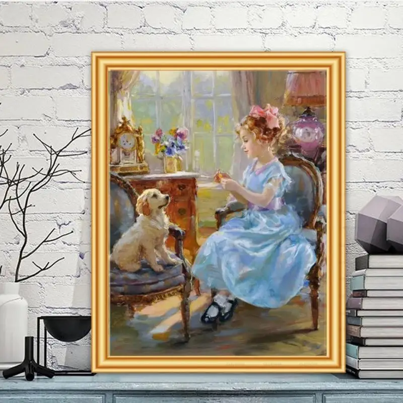 Diamond Painting Diy 5D European Style Acrylic Girl Feeding Puppy with Play Picking Flowers Scene Picture Background Poster
Diamond Painting Diy 5D European Style Acrylic Girl Feeding Puppy with Play Picking Flowers Scene Picture Background Poster