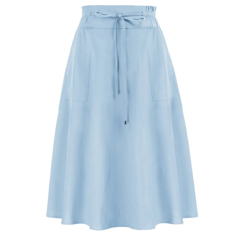 Women Cotton Skirt With Pockets Drawstring Elastic Waist Skirts Summer Spring Sweet Fashion Lady Girls Knee Swing A-Line Skirt
Women Cotton Skirt With Pockets Drawstring Elastic Waist Skirts Summer Spring Sweet Fashion Lady Girls Knee Swing A-Line Skirt