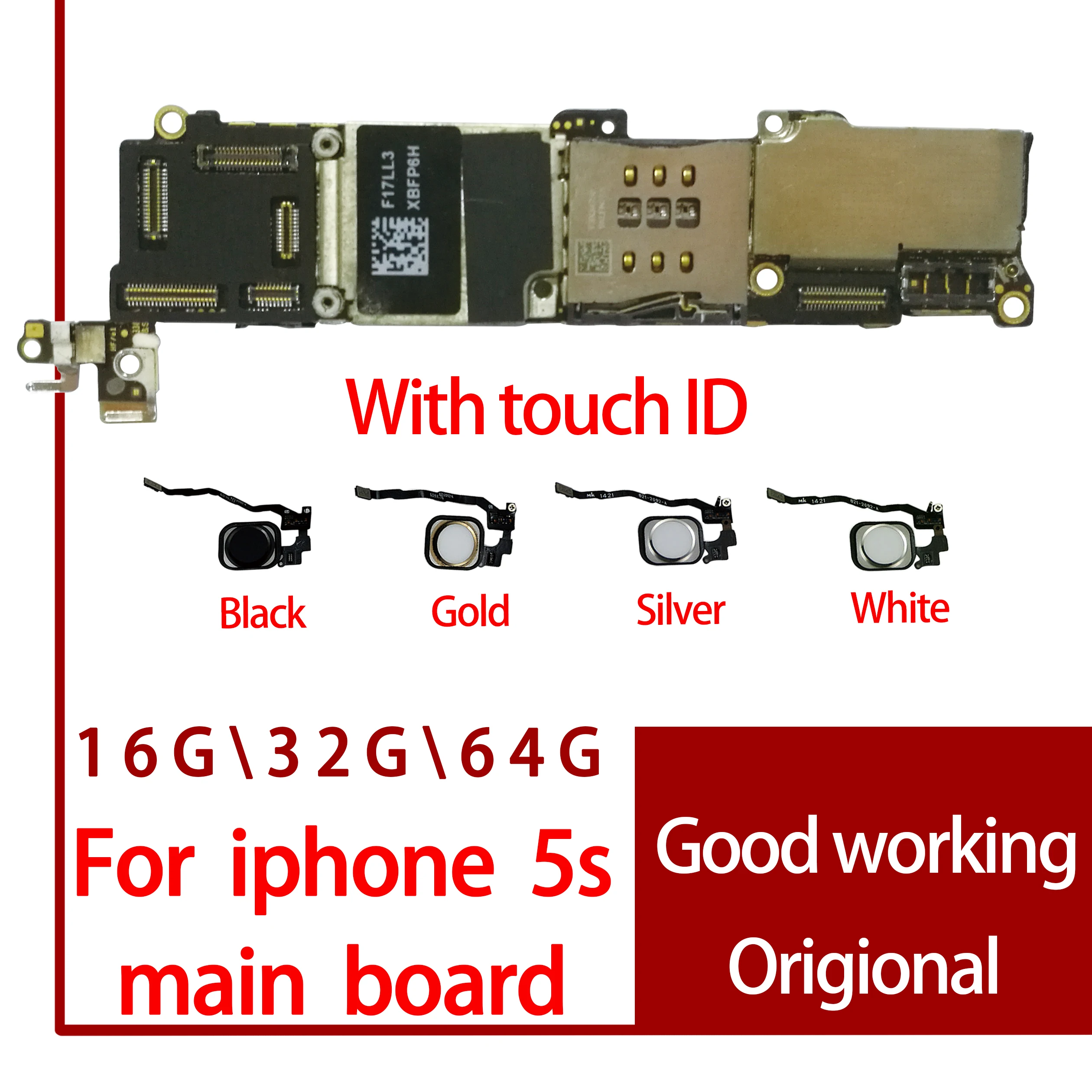 16 Гб/32 ГБ/64 ГБ для iphone 5s материнская плата с/без Touch ID 100% оригинал разблокирована с