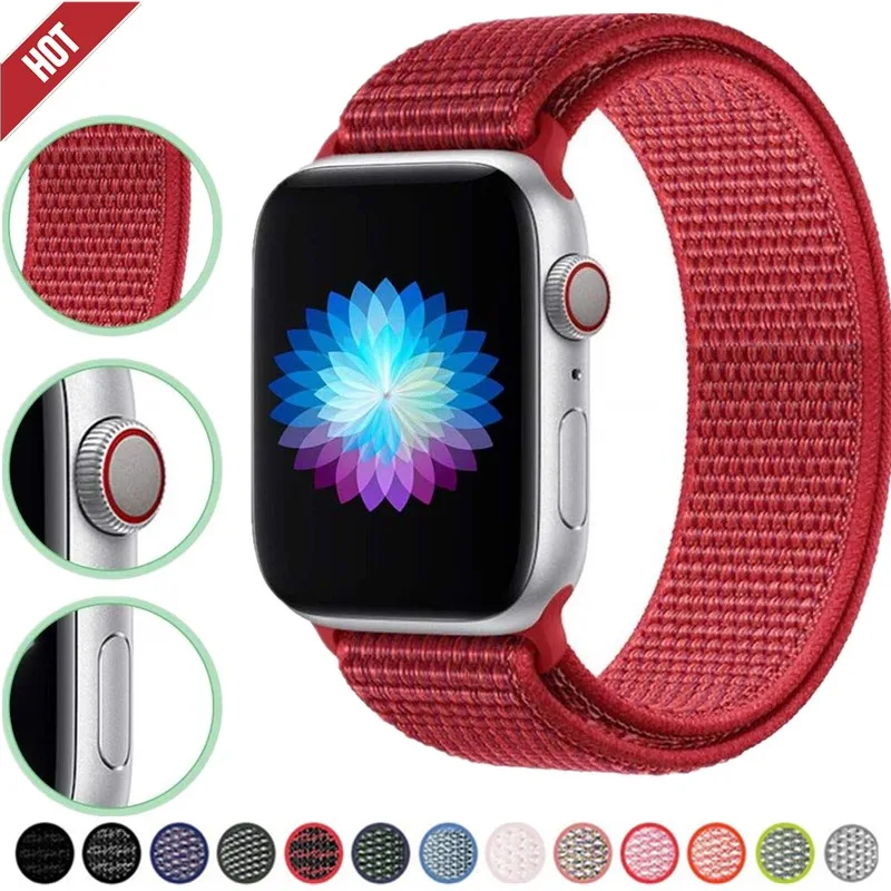 Нейлоновый браслет петля 40 44 мм для Apple watch band 4 5 спортивный сменный ремешок
