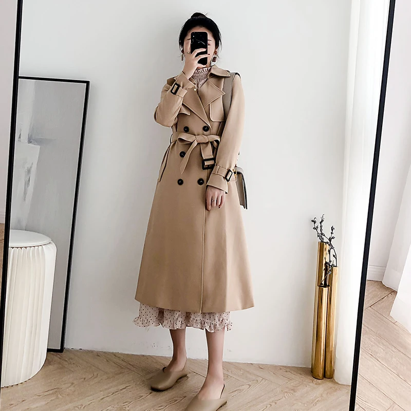 Windbreaker women 2021 winter new korean trench coat for women england style elegant long trench with sashes
Windbreaker women 2021 winter new korean trench coat for women england style elegant long trench with sashes