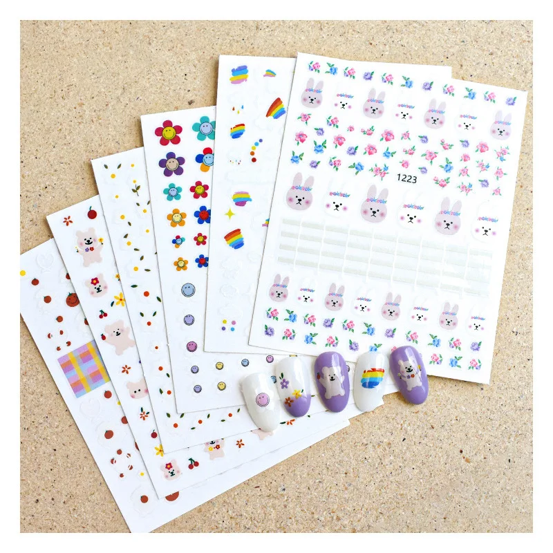 Cute Rabbit Flower Design Nail Sticker Rainbow Smile Face Dasiy Nail Art Decorations Manicure for Nail T1088
Cute Rabbit Flower Design Nail Sticker Rainbow Smile Face Dasiy Nail Art Decorations Manicure for Nail T1088