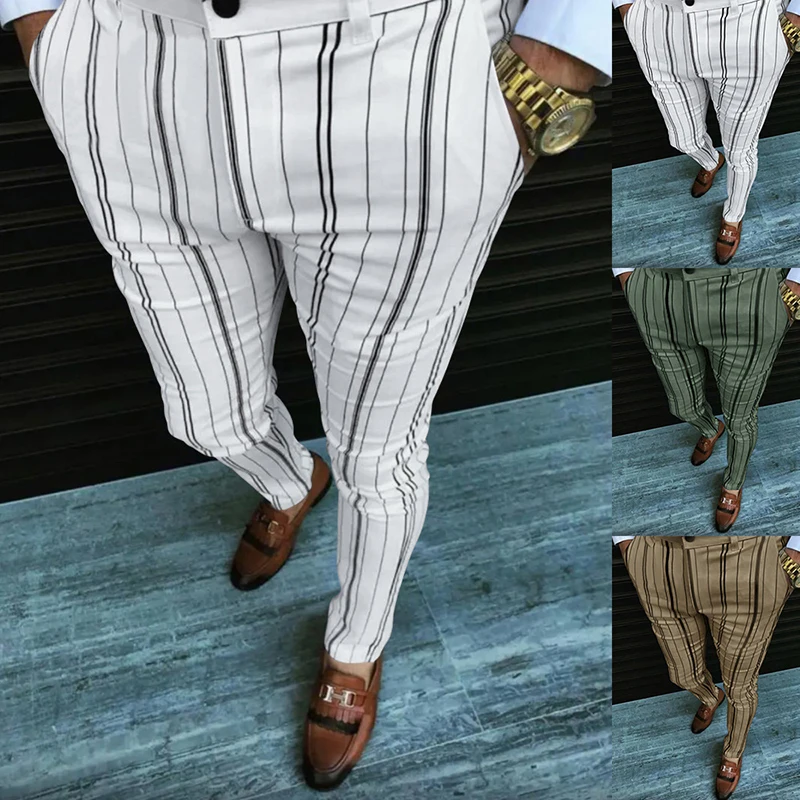 Fashion Button-Fly Mens Trousers 2021 Autumn Business Casual Striped Print Pencil Pants For Men Suits Style Mid Waist Long Pants
Fashion Button-Fly Mens Trousers 2021 Autumn Business Casual Striped Print Pencil Pants For Men Suits Style Mid Waist Long Pants