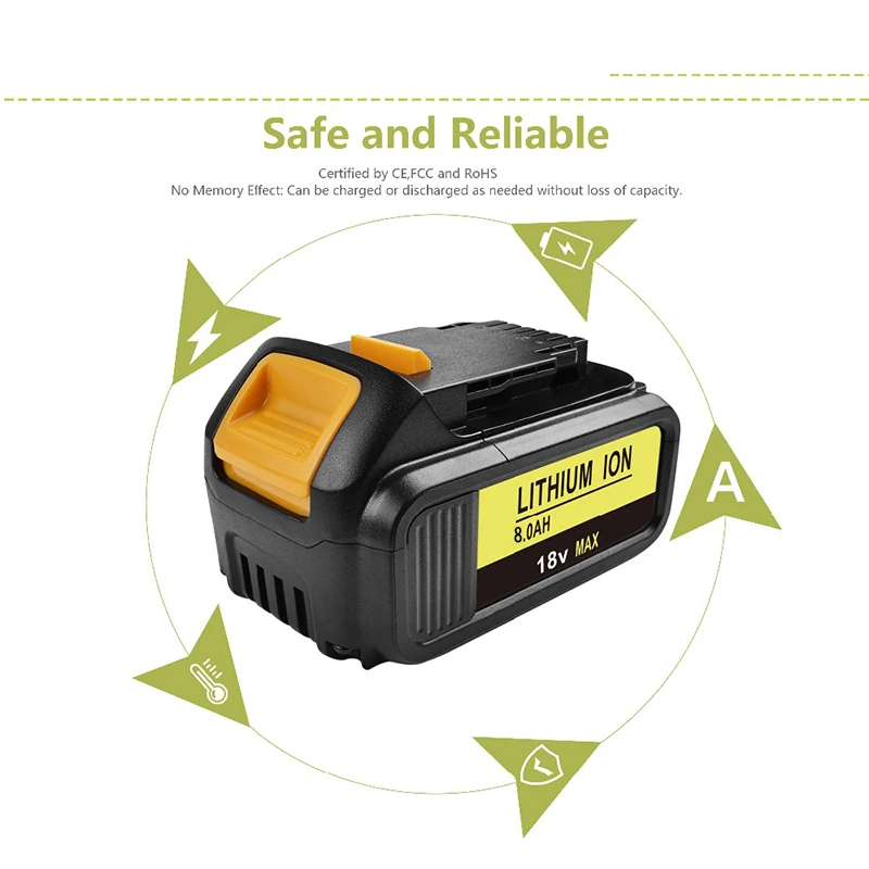 2021 Original 8000mAh 18V for Dewalt Power Tool Battery DCB180 DCB181 DCB182 DCB201 DCB201-2 DCB200 DCB200-2 DCB204-2 L30
2021 Original 8000mAh 18V for Dewalt Power Tool Battery DCB180 DCB181 DCB182 DCB201 DCB201-2 DCB200 DCB200-2 DCB204-2 L30