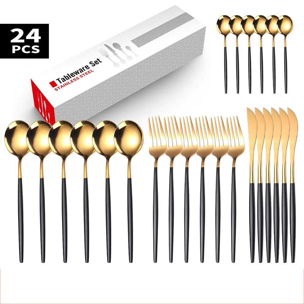 24pcs Kitchenware Utensils Set Mirror Stainless Steel Dining Table Cutlery Set Knife Fork Coffee Spoon Cutlery Set Kitchen Stuff
24pcs Kitchenware Utensils Set Mirror Stainless Steel Dining Table Cutlery Set Knife Fork Coffee Spoon Cutlery Set Kitchen Stuff