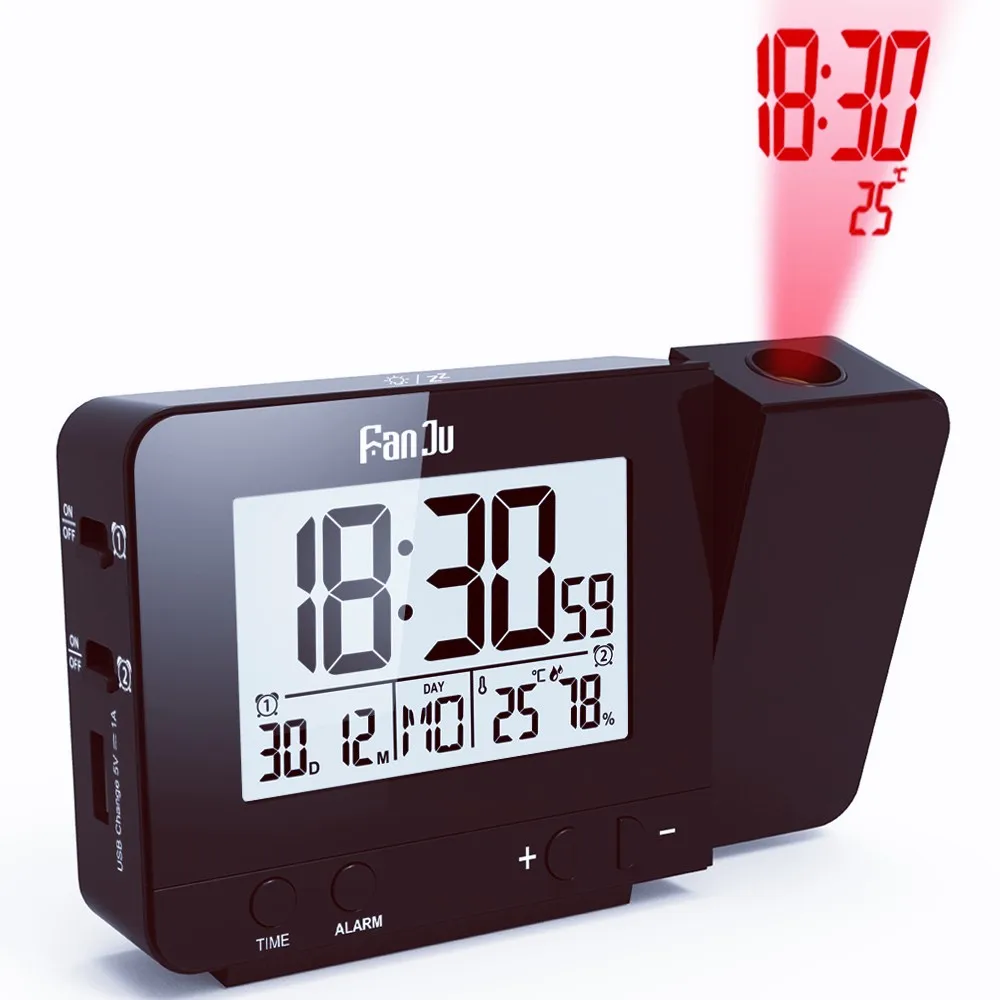 1pc Projection Alarm Clock Rotatable Led Digital Date Function Desk Table With Time | Дом и