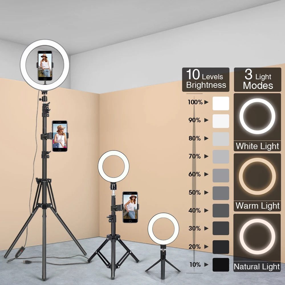LED Ring Light Photography Lighting Selfie Lamp USB Dimmable With Tripod For Youtube Photo Studio Makeup Video Live 
LED Ring Light Photography Lighting Selfie Lamp USB Dimmable With Tripod For Youtube Photo Studio Makeup Video Live