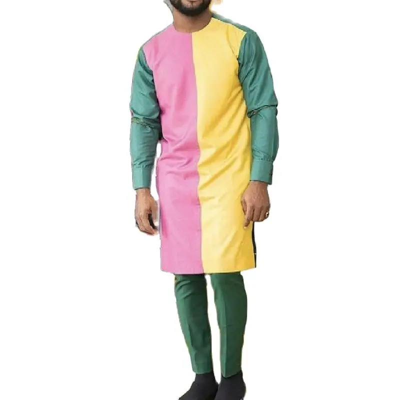 Pink/yellow matcha green patchwork shirt for men dashiki fashion tailor made groom suits male African pant sets
Pink/yellow matcha green patchwork shirt for men dashiki fashion tailor made groom suits male African pant sets
