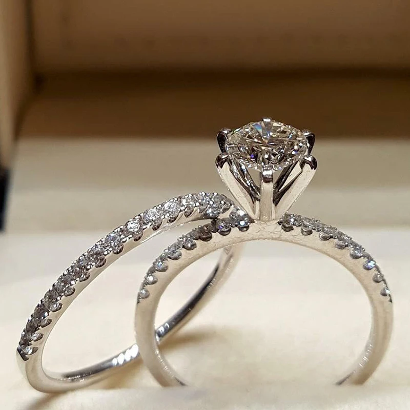 2 Pcs/Set Simple Classic Round Zircon Wedding Rings For Women Trendy Silver Color Female Bride Jewelry Engagement Party Gifts
2 Pcs/Set Simple Classic Round Zircon Wedding Rings For Women Trendy Silver Color Female Bride Jewelry Engagement Party Gifts