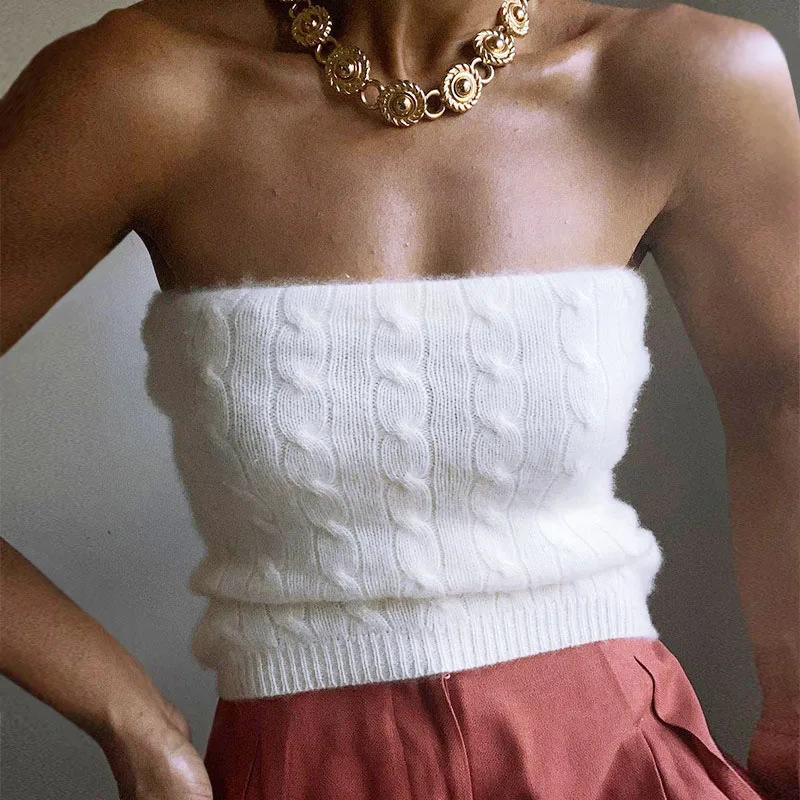 Sexy Knitted Twist Strand Tube Top Fashion Solid Color Slim Sexy Wrap Chest Pullover Ladies
Sexy Knitted Twist Strand Tube Top Fashion Solid Color Slim Sexy Wrap Chest Pullover Ladies