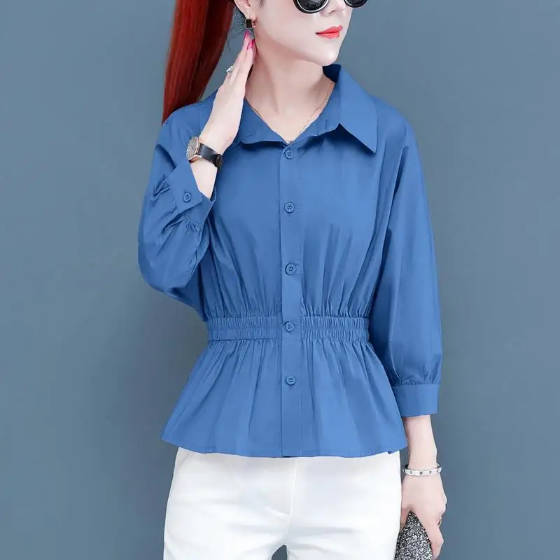 Women'S Spring Autumn Style Blouses Shirt Women'S Solid Color Turn-Down Collar Button Patchwork Korean Tops SP798
Women'S Spring Autumn Style Blouses Shirt Women'S Solid Color Turn-Down Collar Button Patchwork Korean Tops SP798