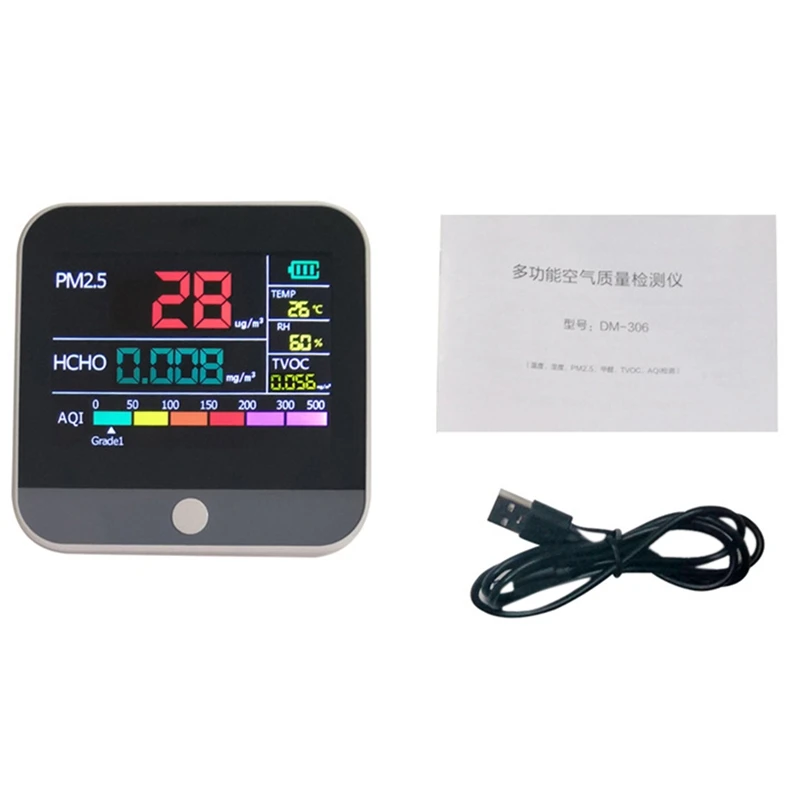 LCD Digital Display Multifunctional PM2.5 HCHO TVOC AQI Detector Thermometer and Hygrometer Air Quality Analyzer Monitor 
LCD Digital Display Multifunctional PM2.5 HCHO TVOC AQI Detector Thermometer and Hygrometer Air Quality Analyzer Monitor