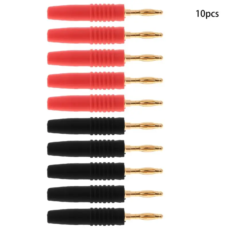 

Mik 10pcs 2mm Wire Cord Solder Type Male Banana Plug Jack Connector Musical Speaker Cable Pin Adapter Gold Plated
