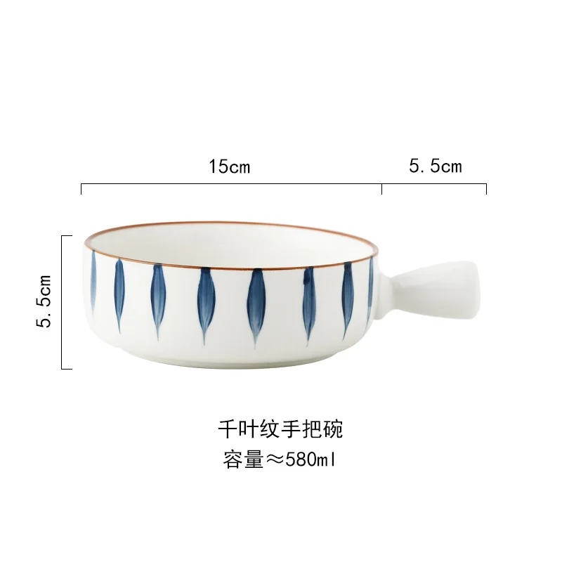 580ML Hand-Painted Underglaze Color Fruit Salad Bowl Household Instant Noodle Bowls Ceramic Tableware With Handle
580ML Hand-Painted Underglaze Color Fruit Salad Bowl Household Instant Noodle Bowls Ceramic Tableware With Handle