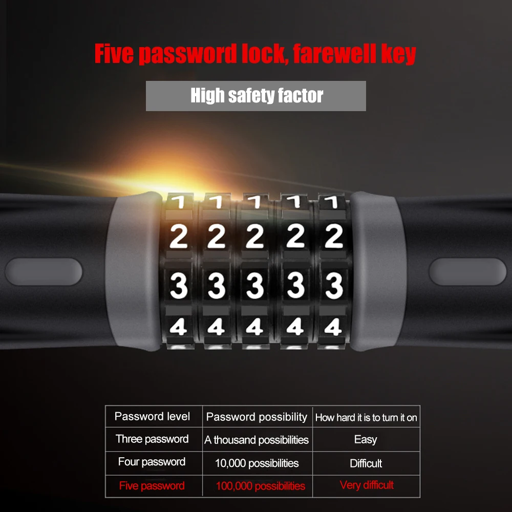 Велосипедный замок, горный велосипед, электрический мотоцикл, пароль, цепь-замок 5 замок с цифровым шифром
Велосипедный замок, горный велосипед, электрический мотоцикл, пароль, цепь-замок 5 замок с цифровым шифром