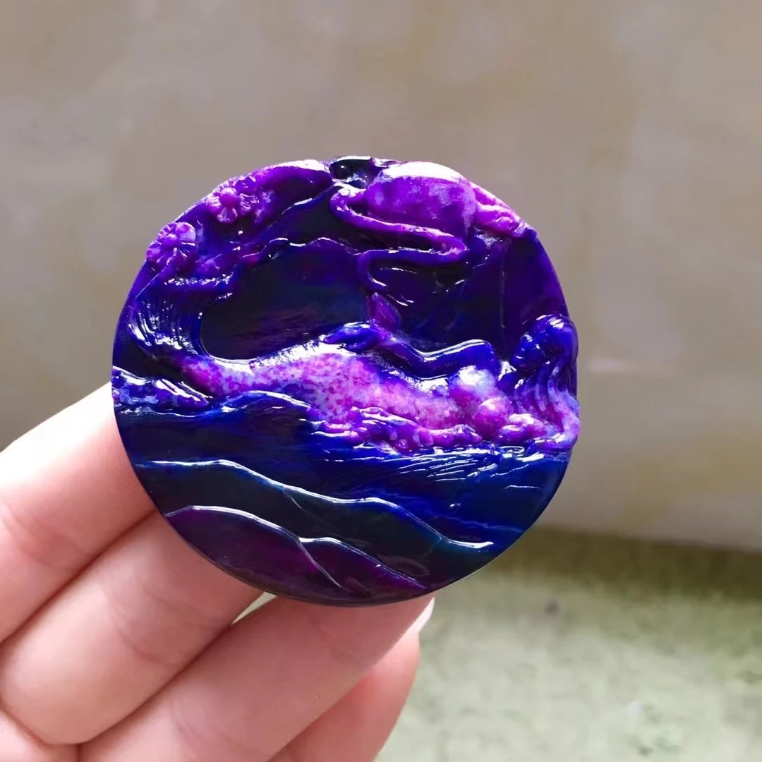 South Africa Natural Purple Blue Sugilite Mermaid Carved Pendant 54.5*52.5*6mm Women Men Rare Best Round Necklace AAAAAA
South Africa Natural Purple Blue Sugilite Mermaid Carved Pendant 54.5*52.5*6mm Women Men Rare Best Round Necklace AAAAAA