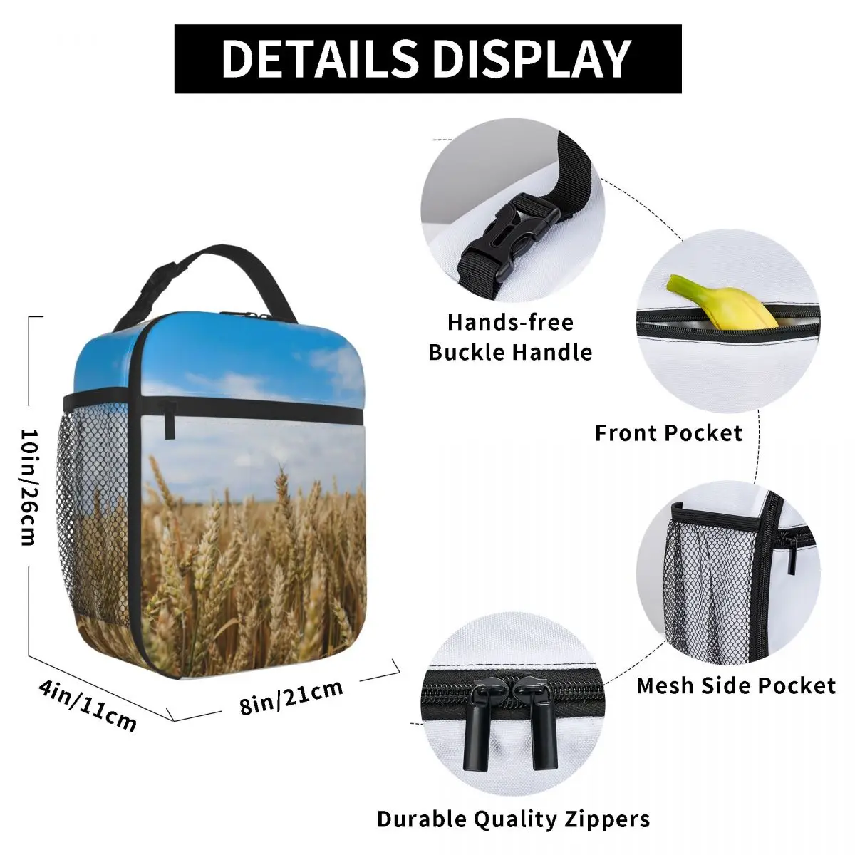 Golden Wheat Field And Sunny Day Lunch Bag for Women Men Large Insulated Lunch Box with Water Bottle Holder and Pockets
Golden Wheat Field And Sunny Day Lunch Bag for Women Men Large Insulated Lunch Box with Water Bottle Holder and Pockets