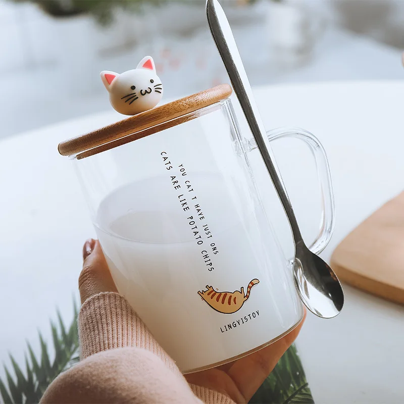 450ml Cute Cat Glass Mugs With Spoon and Lid Coffee Tea Milk Breakfast Cups With Handle Drinkware Nice Gifts
450ml Cute Cat Glass Mugs With Spoon and Lid Coffee Tea Milk Breakfast Cups With Handle Drinkware Nice Gifts