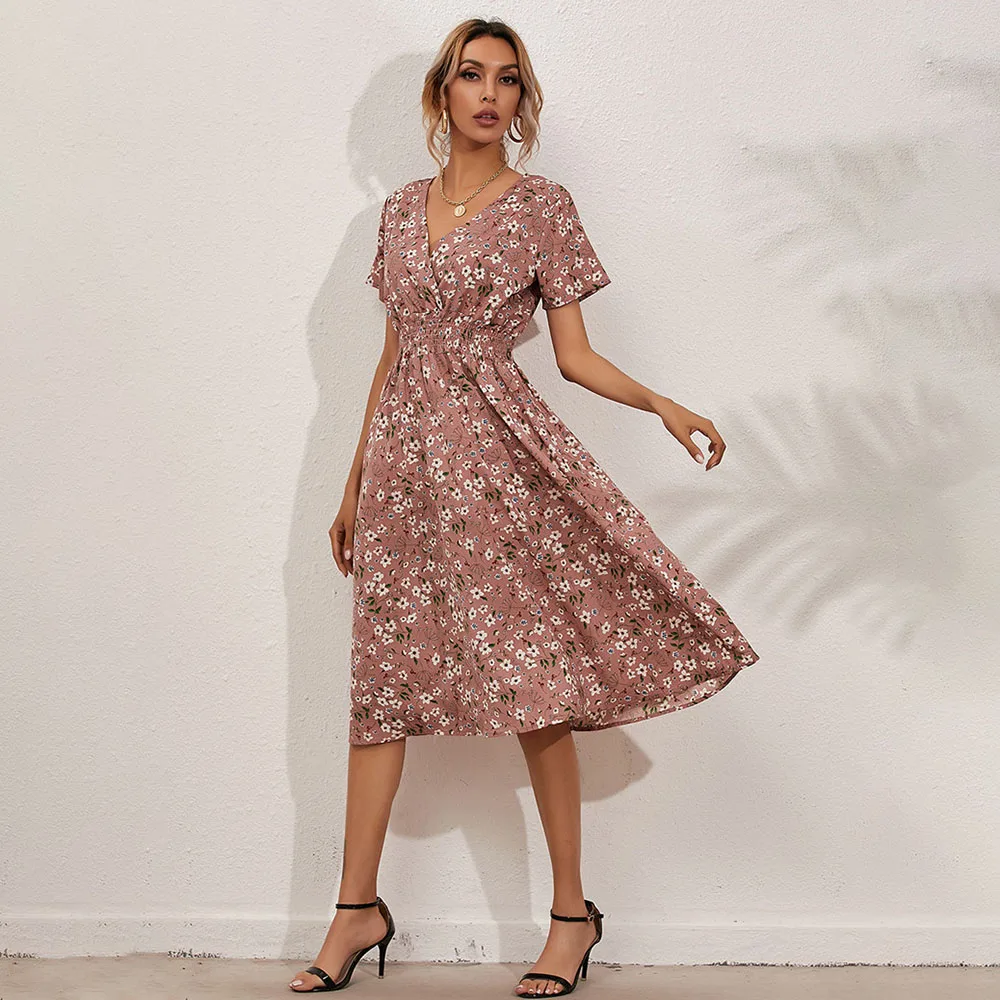Summer Women Floral Shirred Wrap Dress Casual Print A-line Dress Short Sleeve Dresses 2021 New High Waist Bohemian Midi Dresses
Summer Women Floral Shirred Wrap Dress Casual Print A-line Dress Short Sleeve Dresses 2021 New High Waist Bohemian Midi Dresses