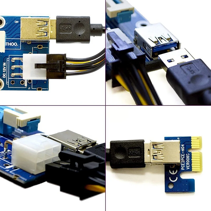 6-Pack 6-Pin PCIe PCI-E Express 1X to 16X Riser Card with 6 Pin PCI-E to 15 Pin SATA Power Cable and 60cm USB 3.0 Cable
6-Pack 6-Pin PCIe PCI-E Express 1X to 16X Riser Card with 6 Pin PCI-E to 15 Pin SATA Power Cable and 60cm USB 3.0 Cable