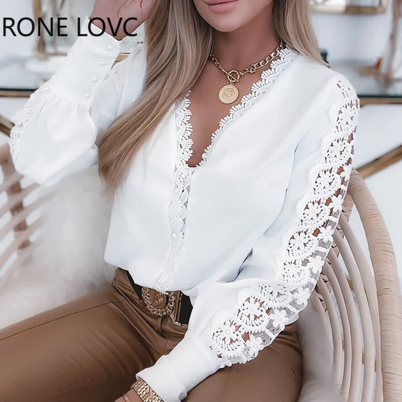Women Solid Hollow-out Disty Floral Hem Lace-up Long Sleeve Sexy Blouses White Tops
Women Solid Hollow-out Disty Floral Hem Lace-up Long Sleeve Sexy Blouses White Tops