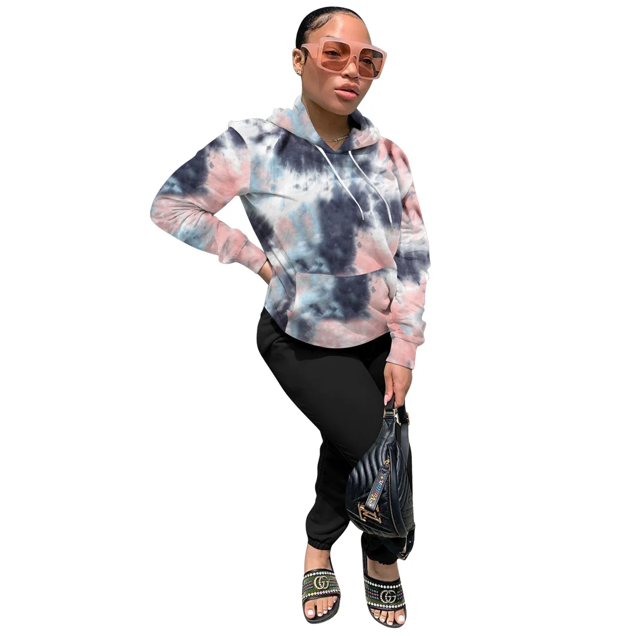 Tie Dye Print Hooded Drawstring Long Sleeves Fleece Hoodie New Arrival Spring and Autumn Casual Style Women Tops
Tie Dye Print Hooded Drawstring Long Sleeves Fleece Hoodie New Arrival Spring and Autumn Casual Style Women Tops