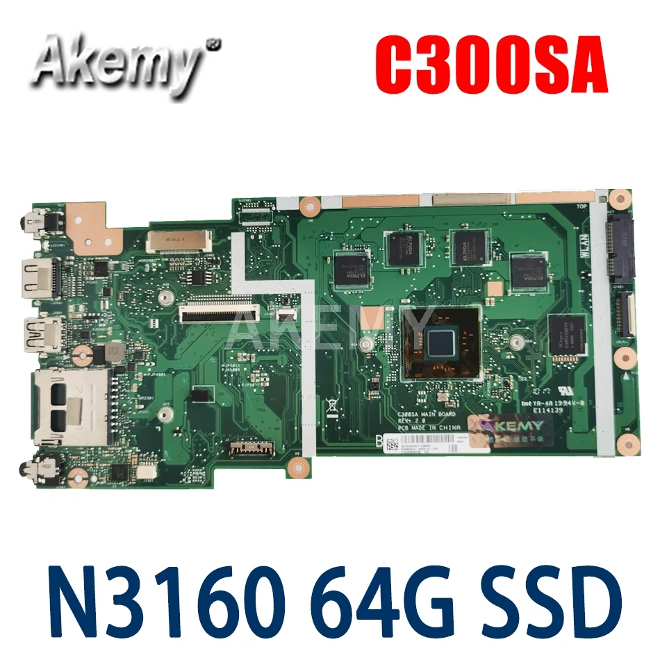 Новый C300SA 4 ГБ RAM / N3160 CPU с 64G-SSD материнская плата для ASUS C300S C300SA Материнская плата ноутбука Материнская плата
Новый C300SA 4 ГБ RAM / N3160 CPU с 64G-SSD материнская плата для ASUS C300S C300SA Материнская плата ноутбука Материнская плата