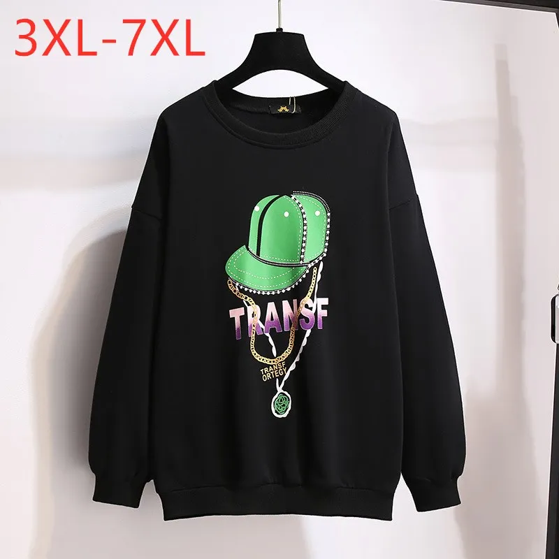 New Fashion Autumn Winter Plus Size Tops For Women O Neck Large Loose Long sleeve Print Thick Cotton Black T-shirt 5XL 6XL 7XL
New Fashion Autumn Winter Plus Size Tops For Women O Neck Large Loose Long sleeve Print Thick Cotton Black T-shirt 5XL 6XL 7XL