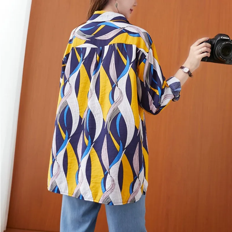 Oversized Women Cotton Casual Shirts New Arrival 2021 Spring Vintage Print Loose Comfortable Female Long Sleeve Tops S3022
Oversized Women Cotton Casual Shirts New Arrival 2021 Spring Vintage Print Loose Comfortable Female Long Sleeve Tops S3022