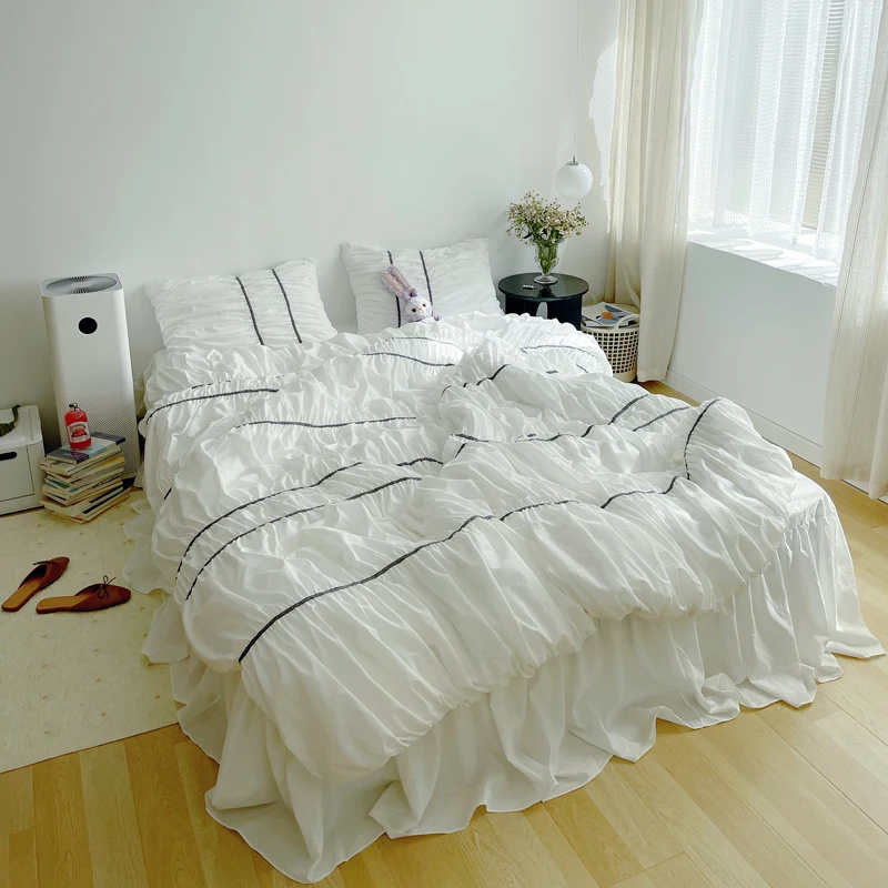 White Yellow Blue Folds Washed Cotton Bedding Set Duvet Cover Bed Linen Pillowcases Fitted Sheet Home Textile King Queen Size
White Yellow Blue Folds Washed Cotton Bedding Set Duvet Cover Bed Linen Pillowcases Fitted Sheet Home Textile King Queen Size