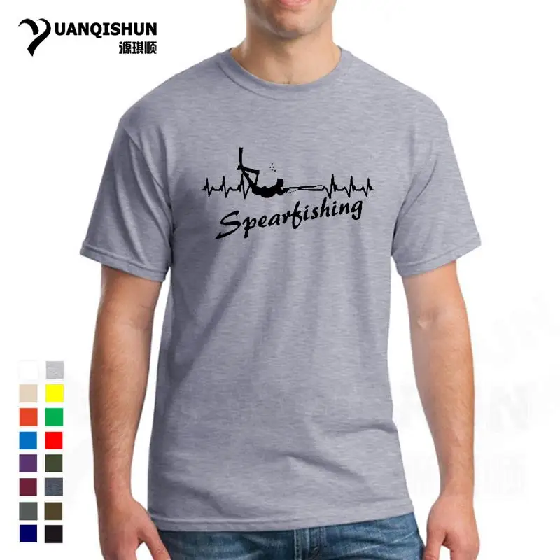 Fashion Design Its In My Heartbeat Spearfishing T Shirt Scuba Diver Spear Fishinger T-Shirt 16 Colors Cotton Men Clothing Tshirt | Мужская