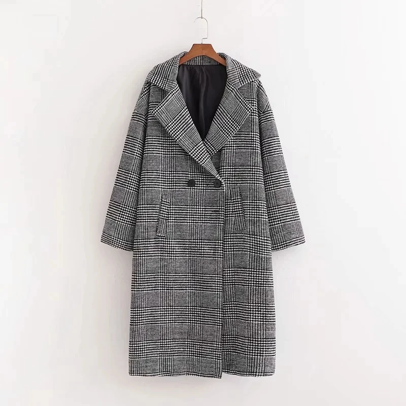 women jacket Woolen cloth Overcoat 2020 Autumn And Winter fashion Female Middle length Loose and Show thin Plaid coat 
women jacket Woolen cloth Overcoat 2020 Autumn And Winter fashion Female Middle length Loose and Show thin Plaid coat