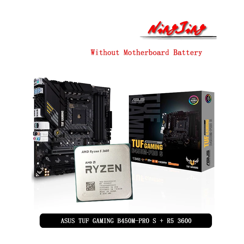AMD Ryzen 5 3600 R5 ЦП + ASUS TUF GAMING B450M PRO S материнская плата подходит для Socket AM4 все новые но