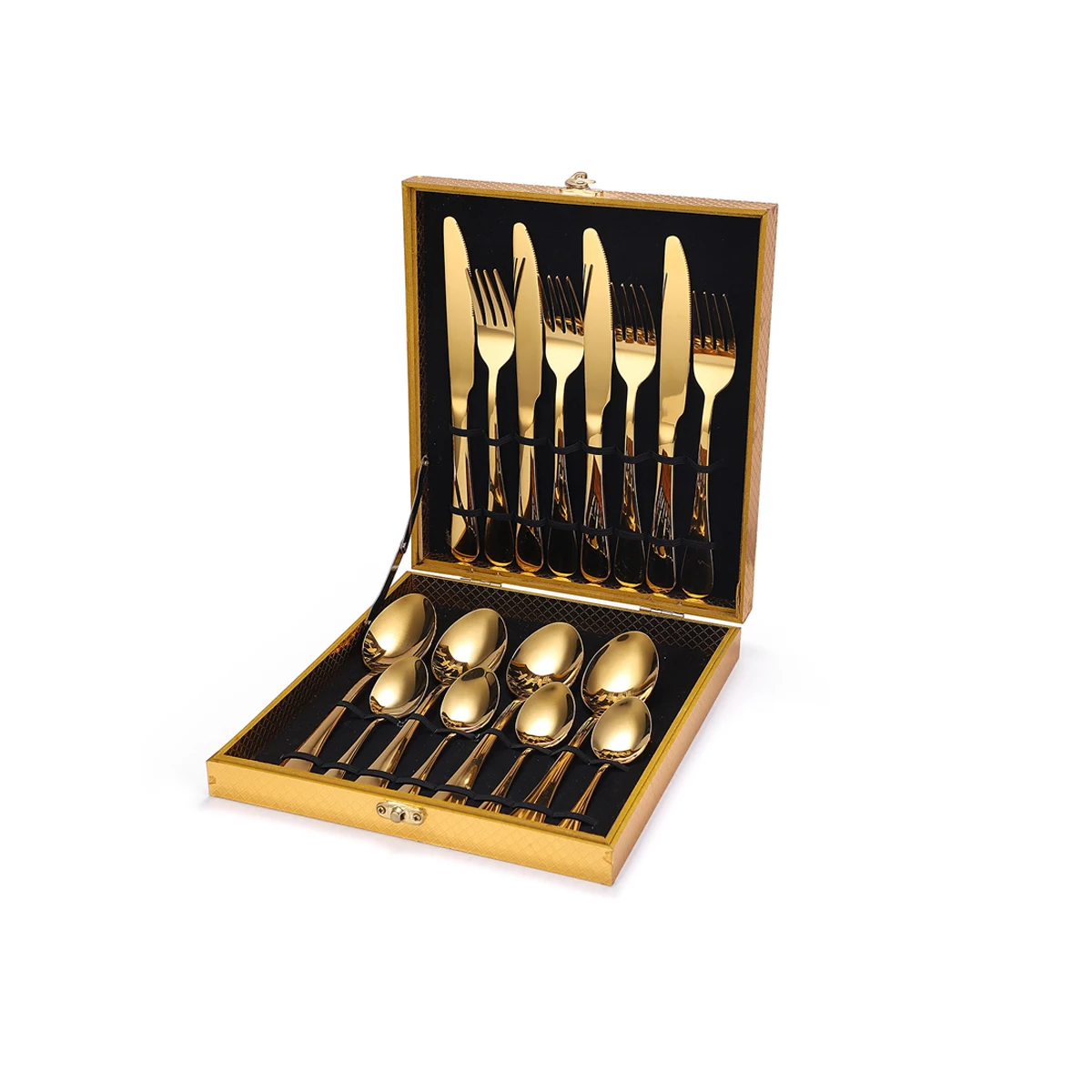 16 PCS Gold Cutlery Set Box Stainless Steel Dinner Tableware Stainless Steel Dinnerware Sets Knife Fork Spoon Set Eco Friendly
16 PCS Gold Cutlery Set Box Stainless Steel Dinner Tableware Stainless Steel Dinnerware Sets Knife Fork Spoon Set Eco Friendly