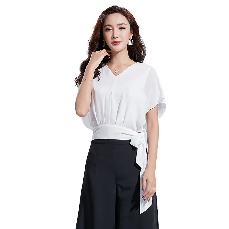 Womens Tops and Blouses Summer Women Clothing New Korean Short-Sleeved V-neck Straps Chiffon Shirt Women
Womens Tops and Blouses Summer Women Clothing New Korean Short-Sleeved V-neck Straps Chiffon Shirt Women