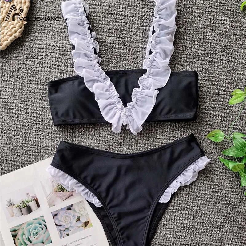2020 High Waist Bikinis Two Piece Bathing Sui Women Bandeau Ruffle Bikini Bathing Suit Lotus leaf Bandage Pad Biquinis
2020 High Waist Bikinis Two Piece Bathing Sui Women Bandeau Ruffle Bikini Bathing Suit Lotus leaf Bandage Pad Biquinis