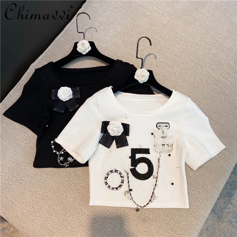 French Fashion Sweet T-shirt Digital Pendant Chain O-Neck Short Sleeve Top Female 2021 Summer New Loose Short Shirts for Women
French Fashion Sweet T-shirt Digital Pendant Chain O-Neck Short Sleeve Top Female 2021 Summer New Loose Short Shirts for Women