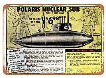 1972 Polaris ядерная суб игрушка винтажная металлическая вывеска декоративная вывеска 8x12 дюймов
1972 Polaris ядерная суб игрушка винтажная металлическая вывеска декоративная вывеска 8x12 дюймов