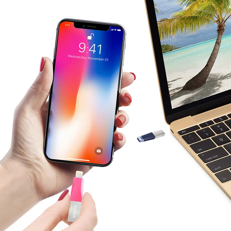 SanDisk USB флеш-накопитель iXPand 3 0 64 Гб 128 OTG Lightning розовый SDIX40N карта памяти MFi для iPhone iPad