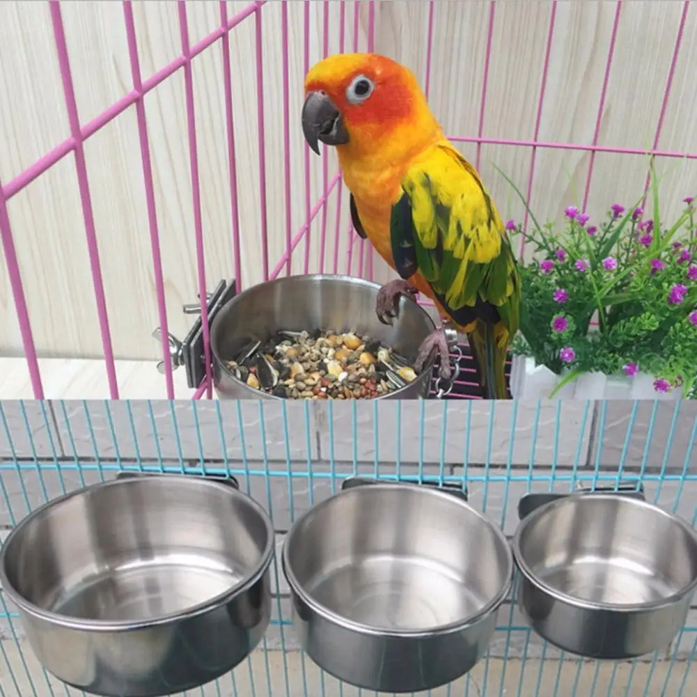 Корм для птиц из нержавеющей стали чашки попугаев контейнер кормушка чашка